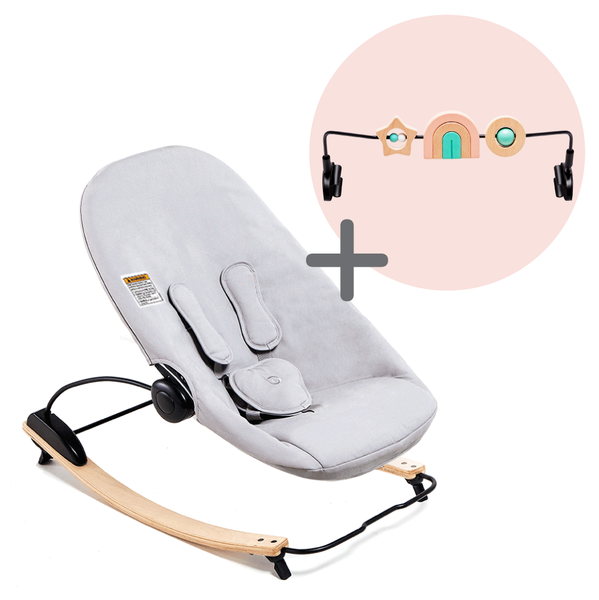 coco go bouncer + toy bar bundle bloom