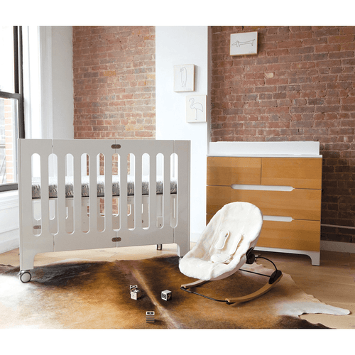 alma papa convertible folding crib + mattress